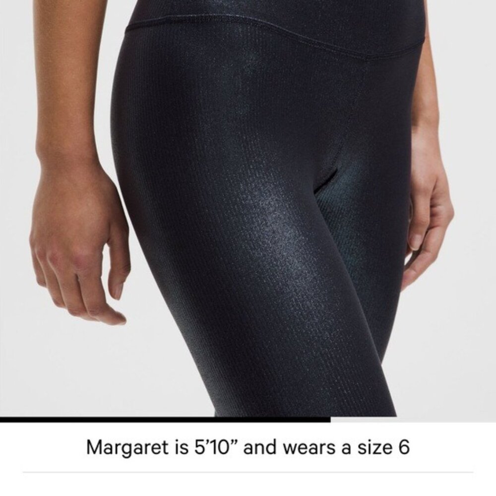 NWT 🖤 Lululemon High Rise Ribbed Align Leggings 25”- Radiate Foil Black Night 8 - Picture 2 of 7